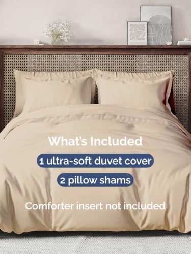 Image of Duvet Cover Queen Size - Extra Soft 3 Piece with Zipper Closure - Cream