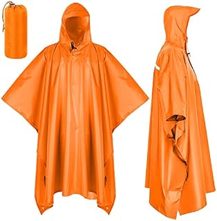 LAMA Multifunctional Raincoat Poncho, 3 in 1 Reusable Waterproof Raincoat/Sunshade Tarp/Tent Ground Sheet Mat with Carry Pouch for Bike Hiking Camping Outdoor Activitie