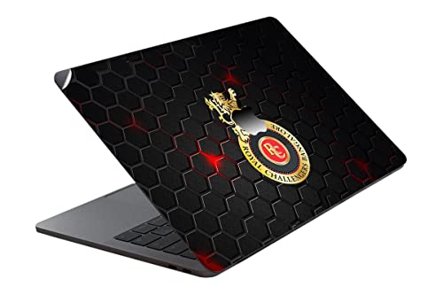 Image of GADGETS WRAP Printed Vinyl Top Only Skin Sticker Decal for Apple MacBook TouchBar 15 Inch - Play Bold RCB Logo