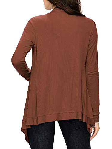 Image of Lock and Love Women's Draped Front Open Asymmetrical Cardigan - Casual Long Sleeve Lightweight Duster