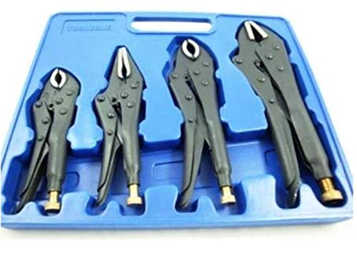 4PC Heavy Duty Black Self Locking Pliers Adjustable Wrench Quick Release