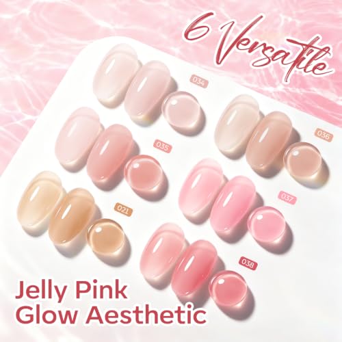 Image of modelones Jelly Pink Rubber Base Gel Polish Set 6 Color Builder Nail Gel