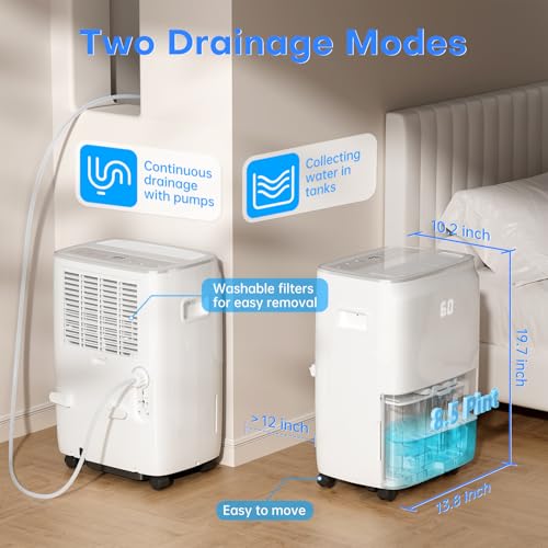 Image of TABYIK 4500 Sq.Ft Dehumidifier, 80 Pint Smart WiFi for Basement | Pump Drain Hose, Auto Humidity Control, Large Dehumidifier for Home, RV, Bathroom & Bedroom