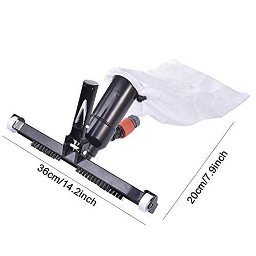 GKanMore Swimming Pool Vacuum Head with Bag Brush and EZ Clip Handle 14\" Wide Vacuum Cleaner for Pool Spa Pond Jacuzzi Tub Cleaning Supplies and Accessories (Black - Not Pole) - Thumbnail 2