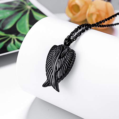 Angel Wing Cremation Necklace for Ashes Stainless Steel Urn Pendant Ashes Holder Memorial Jewelry-I’m Here WATCHING Over You2