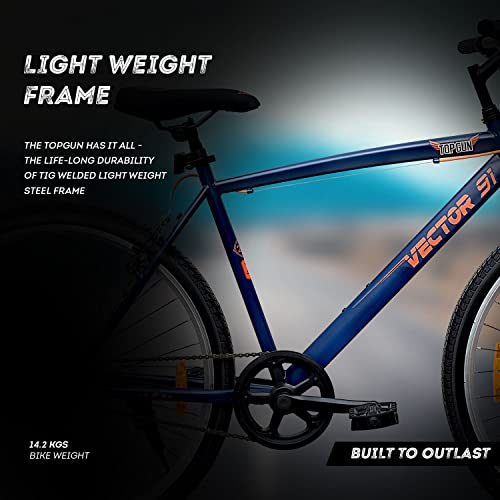 Image of VECTOR 91 Men'S Topgun 27.5T Single Speed, Steel Frame (19 In) Mountain Bike /Bicycle ( Navy Blue , Ideal For: 12+ Years , Brake: V Brake ), Rigid