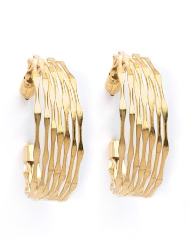 Image of Bohey by KARATCART Gold-Toned Classic Half Hoop Earrings for Women