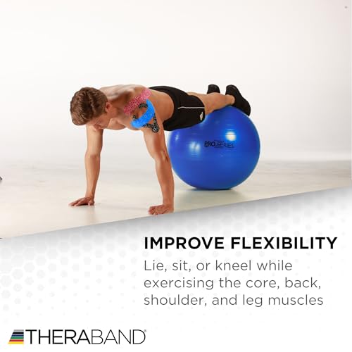 Theraband 23045 Exercise and Stability Ball for Improved Posture, Balance, Core Fitness, Coordination and Rehab, Blue, 75cm Diameter