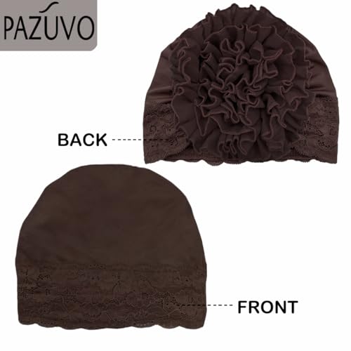 2 Pzas Pañuelo turbante para mujer con encaje floral miniatura 3