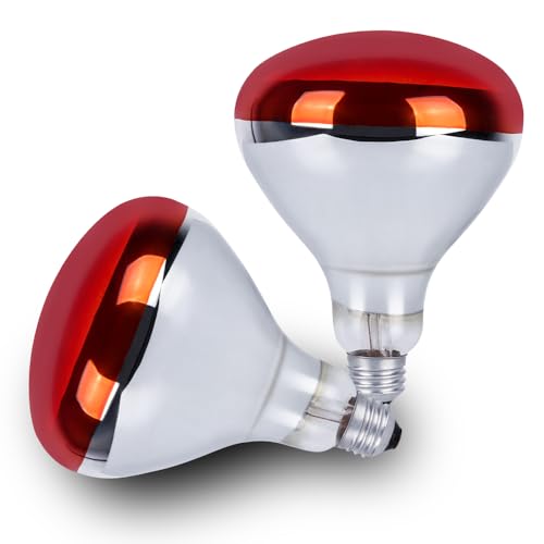 Wesome Lighting 250 Watt Heat Lamp Bulbs for Chicks R40 Brooder Heat Lamp for Chickens Infrared Reflector Heat Bulbs for Brooder Heater Incandescent Spotlight for Pet Bathroom Food (2 Pack)