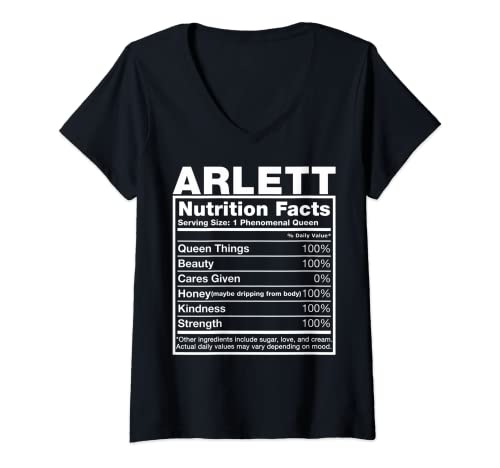 Womens Arlett Nutrition Facts T-Shirt Arlett Name Birthday Shirt V-Neck T-Shirt