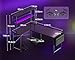Coleshome L Shaped Gaming Desk with LED Lights & Power Outlet, 110 × 80 cm Reversible Computer Desk with Shelves, Corner Desks with Storage Bag & Hook for Home Office, Black