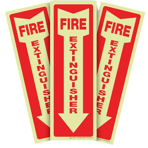 Image of GADGETS WRAP Glow in the Dark Fire Extinguisher Sticker - 3 Pack 4 inch x 12 inch Premium Self Adhesive Vinyl Laminated for Ultimate UV, Weather, Scratch, Water and Fade Resistance, Indoor /Outdoor Use