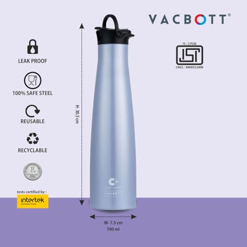 Image of CLAY CRAFT VACBOTT Vega Double Walled|18 Hours Hot and 24 Hours Cold Water Bottle Vacuum Insulated|Flask Bottle 650ml|Steel Bottles for Travelling|BPA-Free|BIS Certified|1Year Limited Warranty