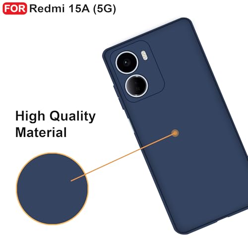 Image of CEDO Back Cover for Redmi 15A (5G) | Camera Bump Protection & Inner Velvet Fabric Lining | Ultra Slim Matte Soft Rubberised Case Cover (Blue)