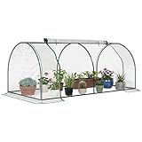 Outsunny Serra da Giardino con Finestre Avvolgibili, Serra per Orto con Struttura in Acciaio e Copertura PE, per Orto Verdure Fiori Frutta, Anti UV, Trasparente