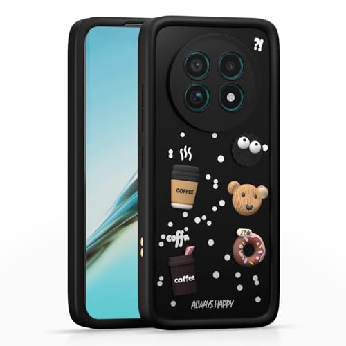 Image of Bintage CASE Cute Fun Taddy Cartoon 3D Ball Bear Milk Cake Coffee Silicon Case Full Body & Camera Protection Back Cover Compatible for Realme 13 Pro 5G - Black