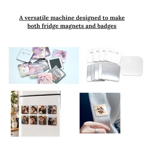 Image of AT Sub 50x50mm Square Fridge Magnet Making Machine || Metal Body Machine, Heavy Duty || Includes Machine, User Manual || 100 pcs Plastic pin Badges Included