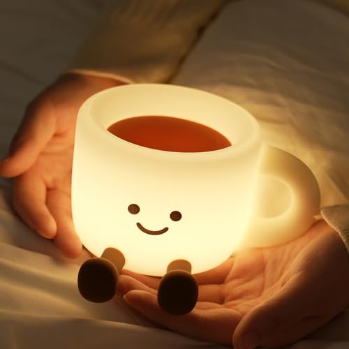 Image of Led Coffee Cup Night Light, Dimmable Timer Nursery Kawaii Lamps, Super Squishy Silicone USB Rechargeable Touch Control Night Lamp, Used for Camping Party Room Decor (Coffee Cup)