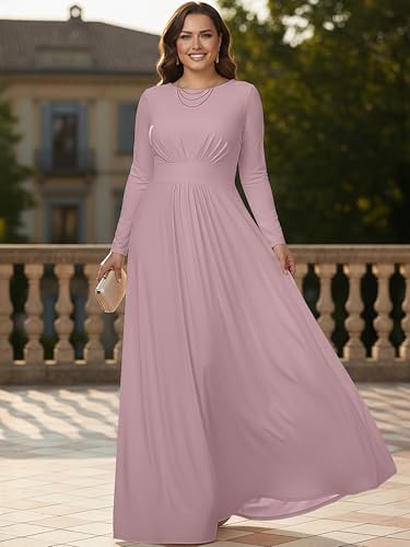 Image of KOH KOH Womens Long Sleeve Flowy Modest Elegant Evening Maxi Dress Gown