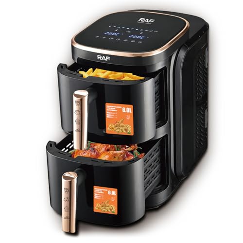 Chefio Heißluftfritteuse 2 Kammern Übereinander, 12L Double Stack Heißluftfritteuse, 2400W Vertikale Airfryer, Frittiere...