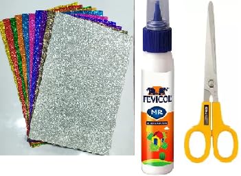 DC FLY Glitter Paper Pack of 5 Crafts Kit Set for Girls and Boys Art and Craft Materials Supplies for Kids Gift Kit.
