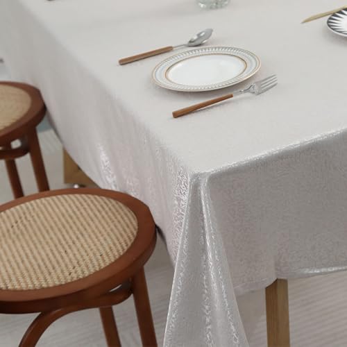 Nappe de table rectangulaire grise 140x200cm en jacquard moderne - 4