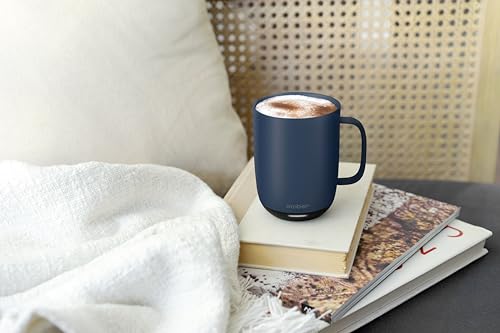 Image of Ember Temperature Control Smart Mug 2, 14 Oz, App-Controlled Heated Coffee Mug with 80 Min Battery Life and Improved Design, (PRODUCT) navy blue