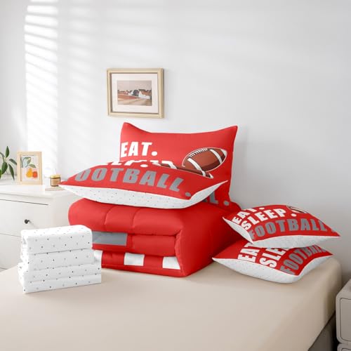 Image of Feelyou American Football Comforter Set Twin Size 7 Piece for Boys