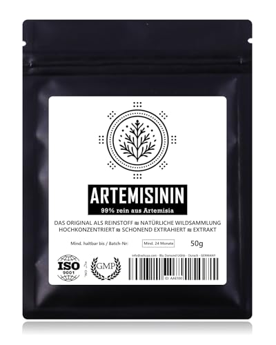 Artemisinina (99% concentrado) de extracto de Artemisia   Colección natural | Calidad del original | 100% puro + probado en laboratorio | Certificado GMP + ISO 9001 | Extraído suave | 50g