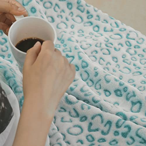 FY FIBER HOUSE Flanell-Fleece-Überwurf, Mikrofaser-Decke mit 3D-Geparden-Druck, 228 x 274 cm, Seeblau (FYT03) – Ansicht 5