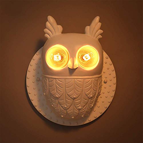 Lámpara de pared de búho de resina para iluminación de pasillo y noche