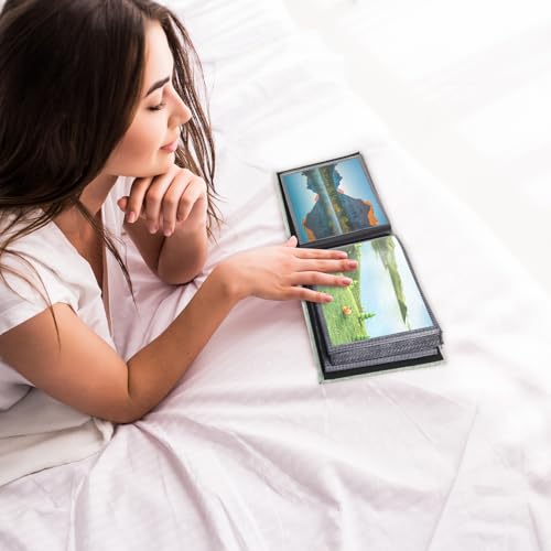 2 Pack Small Photo Albums, 6x4 Slip In Photo Albums 200 Photos Mini Flip Photo Book Album Portable Linen Cover Memory Book with Linen Cover for Baby Wedding Holiday Family Birthday Travel(Grey) - Image 5