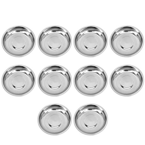 Doitool 10Pcs Stainless Steel Appetizer Plates Round Seasoning Plates Mustard Dessert Dishes (10Cm) #TOP6