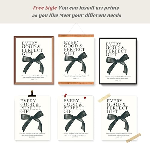 Image of LARTSFRO Coquette Black Bow Christian Gifts Wall Art Decor Posters for Women, Black Bow Bible Room Bedroom Bathroom Dorm Wall Art Decor Aesthetic for Teen Girls Gifts, Inspirational Bible Verses Bow Wall Decor, 10x8 Inch Set of 4 Pcs Bow Pictures (UNFRAMED)