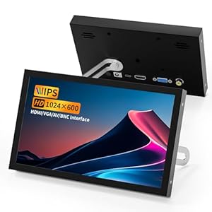 Aurevita Mini-HDMI-Monitor, 17,8 cm (7 Zoll), tragbar, VGA, mit AV BNC, 1024 x 600, LCD-Display mit Lautsprechern, 178° Blickwinkel, IPS, Multifunktional