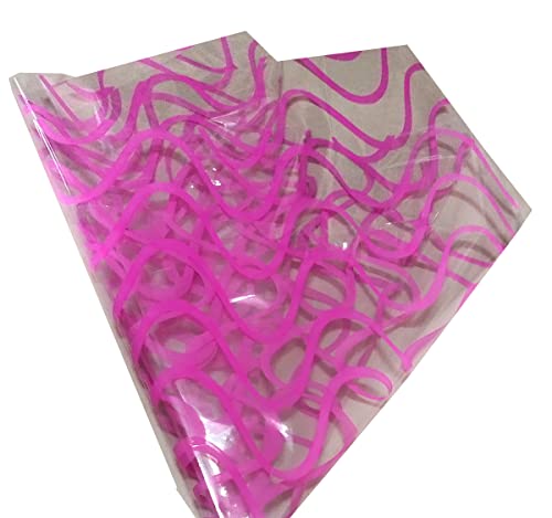 Image of 3A Featuretail 2o In x 26 In Wave Design Transparent Cellophane Sheets For Gift Wrap, Baskets Hampers, Flowers (25 Micron, Pack of 25) (Pink)