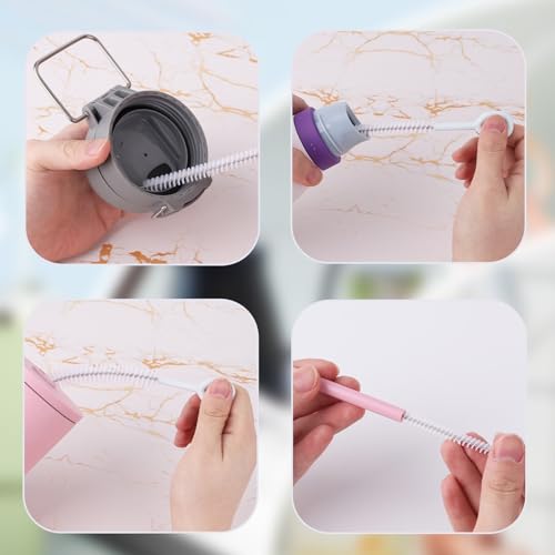 Image of 6pcs Straw Cleaner Brush Set, 12.6 Inch Cleaning Brush Extra Long Reusable Water Bottle Pipe Cleaner Bendable Cleaning Tool for Metal Silicone Plastic Glass Straws Tubes (White)