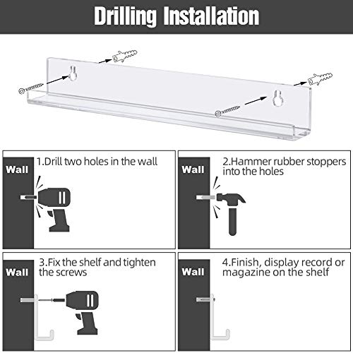 Soporte de pared para discos con acrílico transparente resistente para 6 LP 5