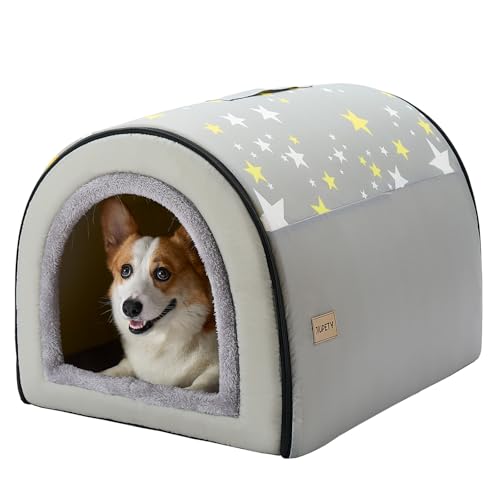 Jiupety Maison d'intérieur pour chien, lit portable pliable 2 en 1 avec housse, tente pour animaux...