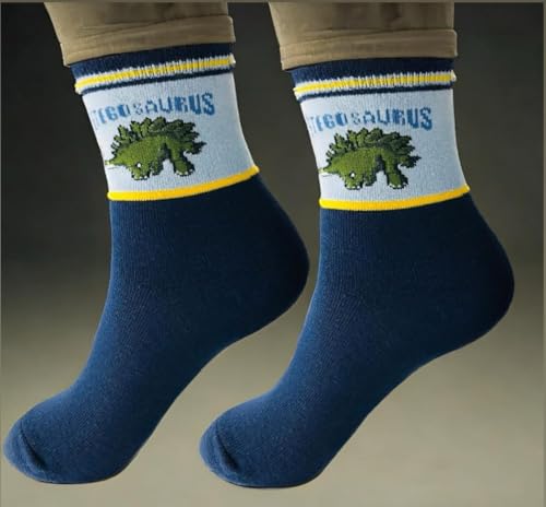 Tiny Captain Boys Dinosaur Socks 4-7 Year Old Best Gift Age 7-10 Boy Cotton Crew Sock 5 Pack Set From 2 Sizes 6