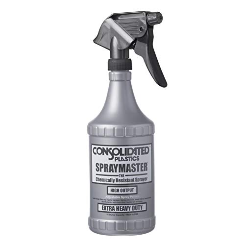 Consolidated Spraymaster Spray Bottle with Acetone Resistant Leakproof Sprayer, HDPE, Gray, 32oz, 12 Pack