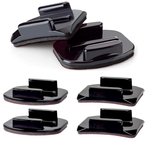 4 Supports adhésifs pour Casque,Go Pro,Base Fixe avec 4 pastilles adhésives pour caméra d'action Go Pro 3 3+4 5 6 7 8 9 10 11 12,se connecte aux Planches de Surf de Voiture Kayak (2 Plats,2 incurvés)