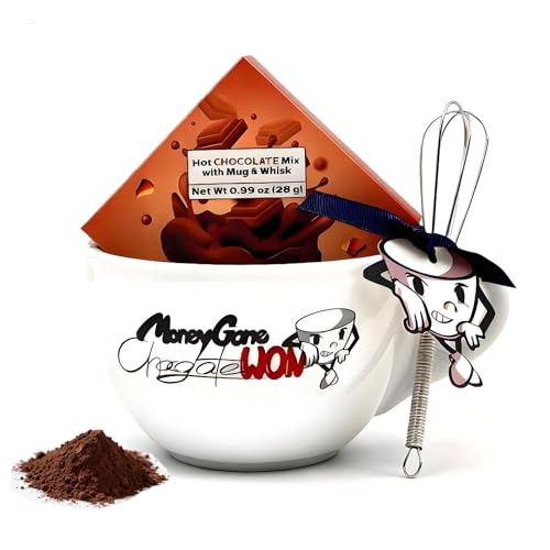 HJOCMLE Novelty Graphic Mug Gift Set — Fun Ceramic Mug with Whisk & Hot Chocolate, Includes Gourmet Hot Chocolate Mix, Whisk Spoon, Gift Boxed — Funny Gift for Friends, Gag Present