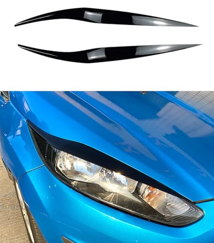HDirect 2PCS Auto Headlight Eyebrow Cover Trim,Car Headlight Eyebrow Decoration,Eyelids Cover Trim,Compatible With Fiesta MK6.5 2013-2017,Glossy Black