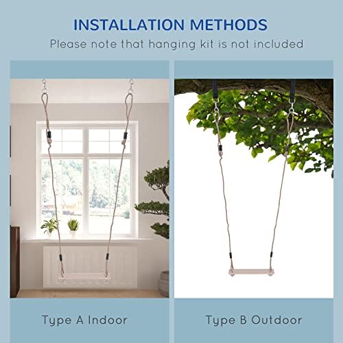 HOMCOM Wooden Garden Swing Seat Outdoor Tree Swing for Kids Adults