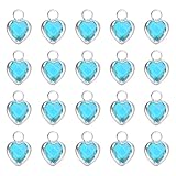 QUARKZMAN 20 Pcs Dije De Corazón Plateado Con Cristal, Dije De Corazón 3D Para Collares Plateados Para Fabricación De Joyería Pulseras Collares Pendientes DIY Llaveros Artesanales