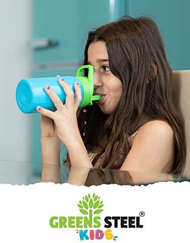 Kids Water Bottle - 350ml, Blue | Leak Proof With Straw & Handle | 12 Cold | Insulated, Double Wall Stainless Steel | Easy Sip Toddler Cup | Child's Flask | Eco Friendly