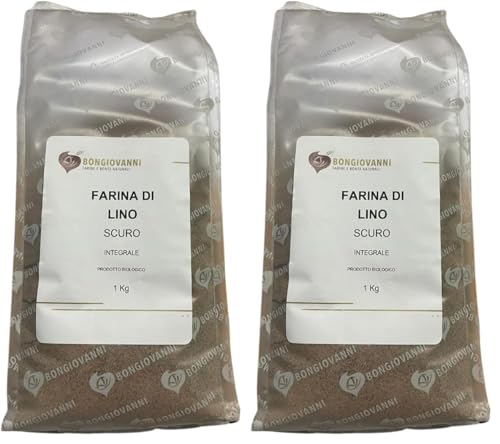 BONGIOVANNI FARINE E BONTA' NATURALI Farine de lin foncée 1Kg BIO 1.00 kg (Lot de 2)