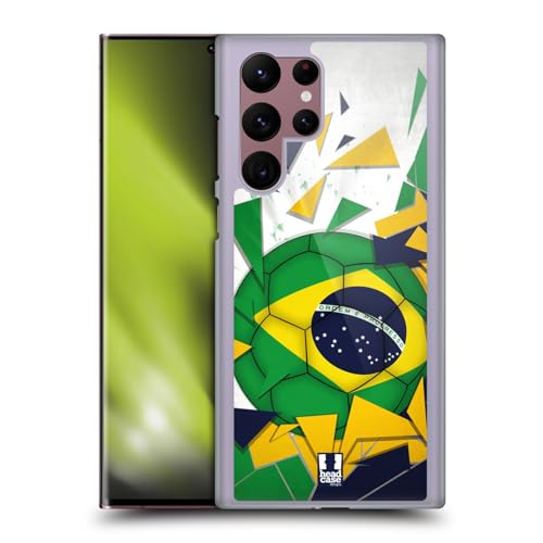 Head Case Designs Brésil Ballon de Football Coque Dure pour l'arrière Compatible avec Samsung Galaxy S22 Ultra 5G